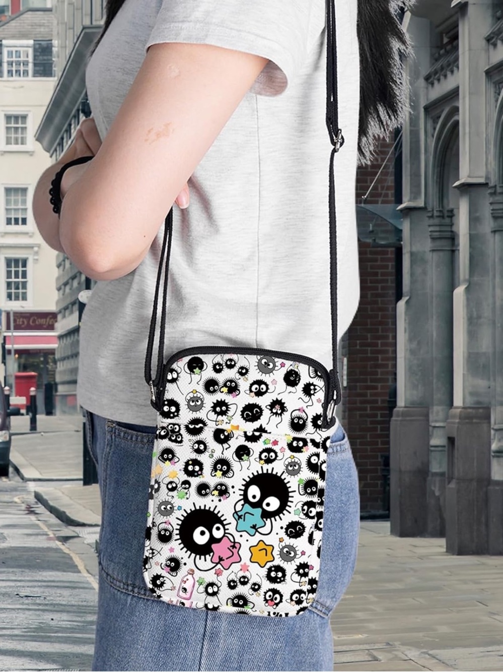NWT Spirited Away Soot Sprite Crossbody Shoulder Bag White Black Pink
